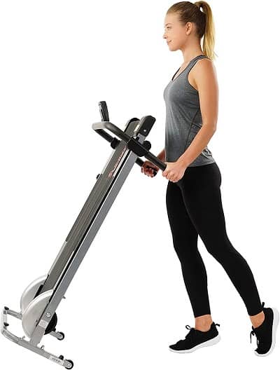 Sunny Health & Fitness SF-T1407M Foldable Manual Walking Treadmill, Gray